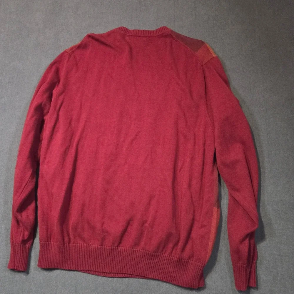 Alex Cannon Sweater Mens XL Rust Orange Colorblock Checkerboard Cotton AFSW22736